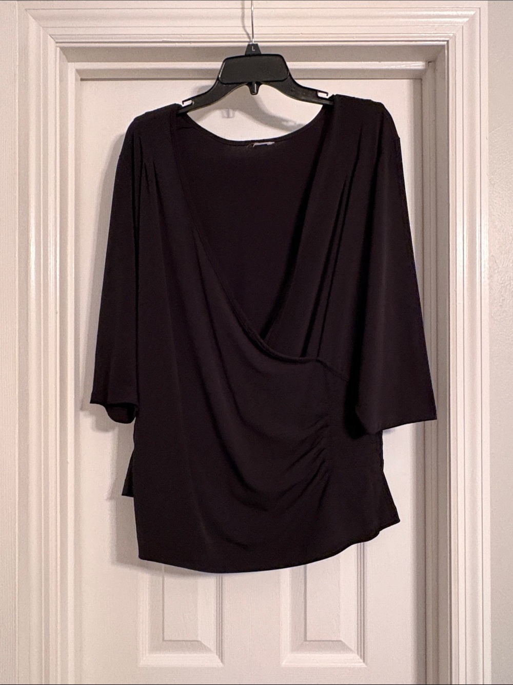Women's Black Drape Front Top